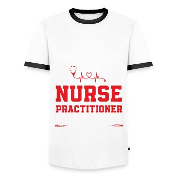 Funny Nurse Advanced Practice Nurse - Men's Ringer Shirt - white/black - Front - AI Model Female 172 light (172cm) & AI Model Male 178 dark (178cm)