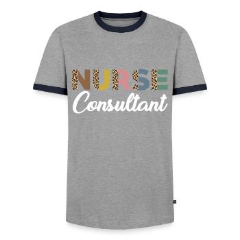 Infirmière consultante mignonne - T-shirt contrasté Homme - gris/marine  - Devant - AI Model Female 172 light (172cm) & AI Model Male 178 light (178cm)