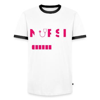Nursing researcher in training - Men's Ringer Shirt - white/black - Front - AI Model Female 172 light (172cm) & AI Model Male 178 dark (178cm)