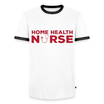 Home Nursing - Men's Ringer Shirt - white/black - Front - AI Model Female 172 light (172cm) & AI Model Male 178 dark (178cm)