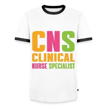 Klinische Krankenschwester - Männer Kontrast-T-Shirt - Weiß/Schwarz - Vorne - AI Model Female 172 light (172cm) & AI Model Male 178 dark (178cm)