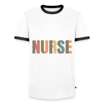 Diabetes Nurse Gift Idea - Men's Ringer Shirt - white/black - Front - AI Model Female 172 light (172cm) & AI Model Male 178 dark (178cm)