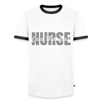 Pflegemanager - Männer Kontrast-T-Shirt - Weiß/Schwarz - Vorne - AI Model Female 172 light (172cm) & AI Model Male 178 dark (178cm)