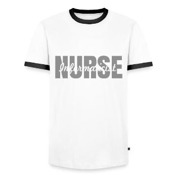 Nursing Informatics Specialist - Men's Ringer Shirt - white/black - Front - AI Model Female 172 light (172cm) & AI Model Male 178 dark (178cm)