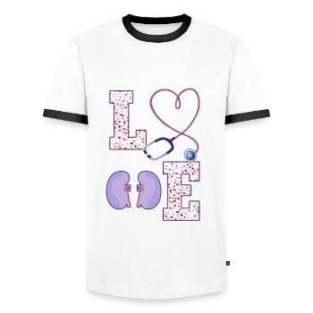 Urology Nurse Valentine's Day Shirt - Men's Ringer Shirt - white/black - Front - AI Model Female 172 light (172cm) & AI Model Male 178 dark (178cm)