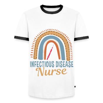 Nurse Infectiology Rainbow - Men's Ringer Shirt - white/black - Front - AI Model Female 172 light (172cm) & AI Model Male 178 dark (178cm)