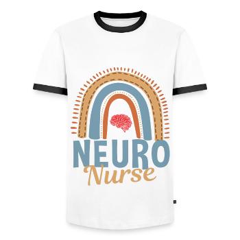 Neuro Nurse Rainbow - Men's Ringer Shirt - white/black - Front - AI Model Female 172 light (172cm) & AI Model Male 178 dark (178cm)