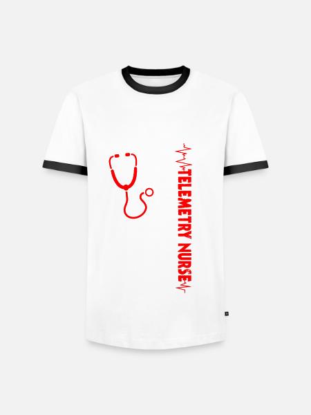 USA Flag Telemetry Nurse America - Men's Ringer Shirt - white/black