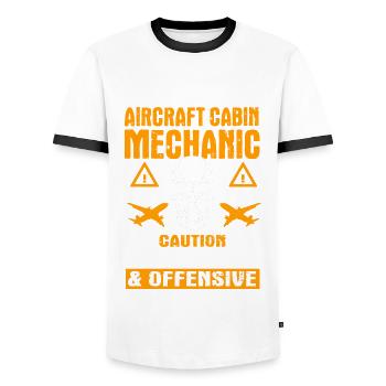 Drôle de mécanicien de cabine d’avion - T-shirt contrasté Homme - blanc/noir - Devant - AI Model Female 172 light (172cm) & AI Model Male 178 dark (178cm)