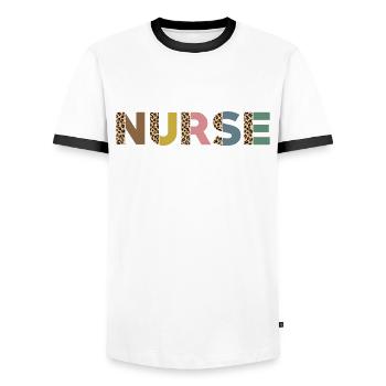 nurses agencynursing staff - Men's Ringer Shirt - white/black - Front - AI Model Female 172 light (172cm) & AI Model Male 178 dark (178cm)