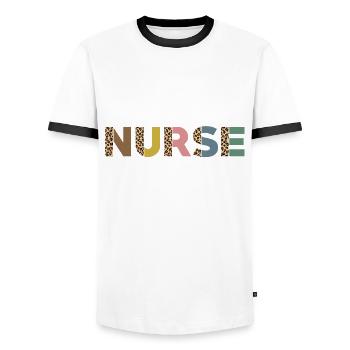 Reproductive Health Nurse - Men's Ringer Shirt - white/black - Front - AI Model Female 172 light (172cm) & AI Model Male 178 dark (178cm)