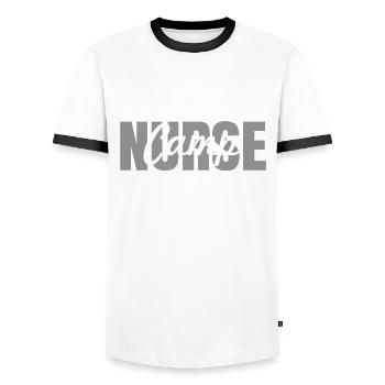 Camp Nurse Outfit Summer Camping - Men's Ringer Shirt - white/black - Front - AI Model Female 172 light (172cm) & AI Model Male 178 dark (178cm)