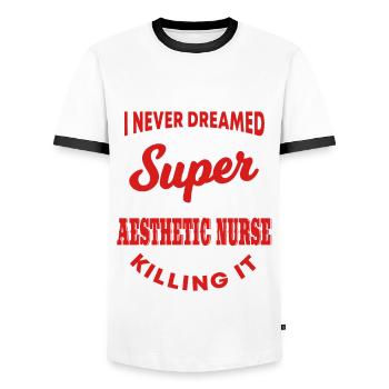Funny Aesthetic Nurse Cosmetic - Men's Ringer Shirt - white/black - Front - AI Model Female 172 light (172cm) & AI Model Male 178 dark (178cm)