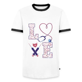 Aesthetics Sister Valentine's Day Design - Men's Ringer Shirt - white/black - Front - AI Model Female 172 light (172cm) & AI Model Male 178 dark (178cm)