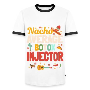Nacho Average Botox Injector Mexico - Men's Ringer Shirt - white/black - Front - AI Model Female 172 light (172cm) & AI Model Male 178 dark (178cm)