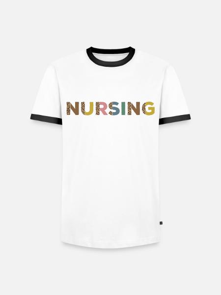 Nursing student with leopard print - Men's Ringer Shirt - white/black