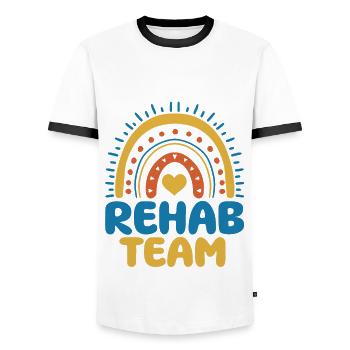Cute rehab team boho rainbow apparel - Men's Ringer Shirt - white/black - Front - AI Model Female 172 light (172cm) & AI Model Male 178 dark (178cm)