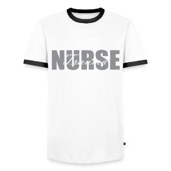 Trauma Krankenschwester Motiv - Männer Kontrast-T-Shirt - Weiß/Schwarz - Vorne - AI Model Female 172 light (172cm) & AI Model Male 178 dark (178cm)