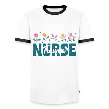 Trauma Krankenschwester Blumen Outfit - Männer Kontrast-T-Shirt - Weiß/Schwarz - Vorne - AI Model Female 172 light (172cm) & AI Model Male 178 dark (178cm)