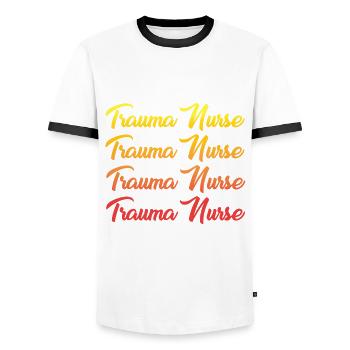 Trauma Krankenschwester T-Shirt Schriftsatz - Männer Kontrast-T-Shirt - Weiß/Schwarz - Vorne - AI Model Female 172 light (172cm) & AI Model Male 178 dark (178cm)