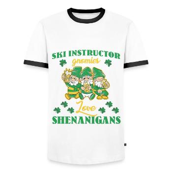 Ski instructor dwarves St. Patrick's Day - Men's Ringer Shirt - white/black - Front - AI Model Female 172 light (172cm) & AI Model Male 178 dark (178cm)