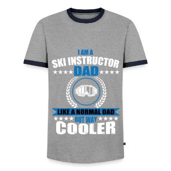 Ski Instructor Dad Outfit Father's Day - Men's Ringer Shirt - grey/navy  - Front - AI Model Female 172 light (172cm) & AI Model Male 178 light (178cm)