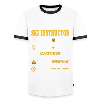 Moniteur de ski Tenue Cours de ski Skieur - T-shirt contrasté Homme - blanc/noir - Devant - AI Model Female 172 light (172cm) & AI Model Male 178 dark (178cm)