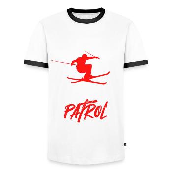 Après Sji Patrol - Men's Ringer Shirt - white/black - Front - AI Model Female 172 light (172cm) & AI Model Male 178 dark (178cm)