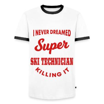 Lustige Skitechniker Sprüche - Männer Kontrast-T-Shirt - Weiß/Schwarz - Vorne - AI Model Female 172 light (172cm) & AI Model Male 178 dark (178cm)