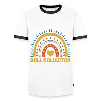 Cute Doll Collector Boho Rainbow - Men's Ringer Shirt - white/black - Front - AI Model Female 172 light (172cm) & AI Model Male 178 dark (178cm)