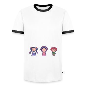 Lustiger Puppensammler Spruch - Männer Kontrast-T-Shirt - Weiß/Schwarz - Vorne - AI Model Female 172 light (172cm) & AI Model Male 178 dark (178cm)