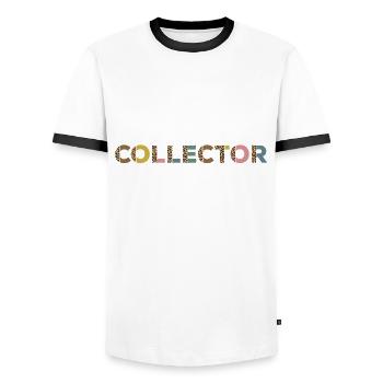Doll Collector Leopard Print Design - Men's Ringer Shirt - white/black - Front - AI Model Female 172 light (172cm) & AI Model Male 178 dark (178cm)
