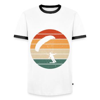 Conception de pilote de vitesse rétro - T-shirt contrasté Homme - blanc/noir - Devant - AI Model Female 172 light (172cm) & AI Model Male 178 dark (178cm)