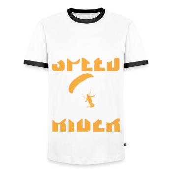 Speed Rider - Männer Kontrast-T-Shirt - Weiß/Schwarz - Vorne - AI Model Female 172 light (172cm) & AI Model Male 178 dark (178cm)