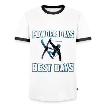 Lustiger Freestyle Skifahrer Spruch - Männer Kontrast-T-Shirt - Weiß/Schwarz - Vorne - AI Model Female 172 light (172cm) & AI Model Male 178 dark (178cm)