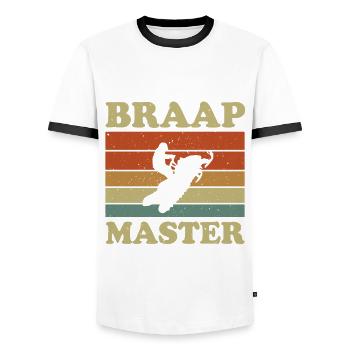 Retro Braap Master Schneemobil Shirt - Männer Kontrast-T-Shirt - Weiß/Schwarz - Vorne - AI Model Female 172 light (172cm) & AI Model Male 178 dark (178cm)