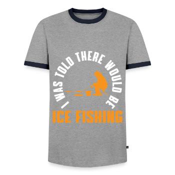 Lustiges Eisfischer-geschenk - Männer Kontrast-T-Shirt - Grau/Navy  - Vorne - AI Model Female 172 light (172cm) & AI Model Male 178 light (178cm)