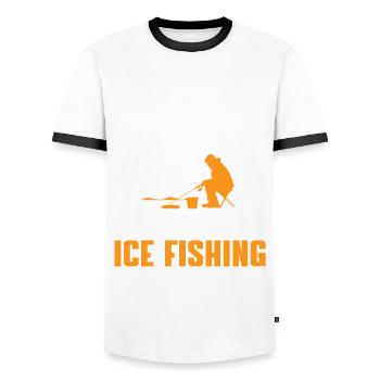 Drôle de cadeau de pêcheur sur glace - T-shirt contrasté Homme - blanc/noir - Devant - AI Model Female 172 light (172cm) & AI Model Male 178 dark (178cm)