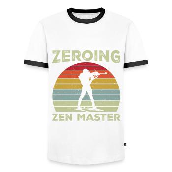Biathlon Zeroing Zen Master - Men's Ringer Shirt - white/black - Front - AI Model Female 172 light (172cm) & AI Model Male 178 dark (178cm)