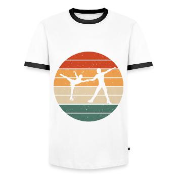 Retro Eistanz Outfit Schlittschuhlaufen - Männer Kontrast-T-Shirt - Weiß/Schwarz - Vorne - AI Model Female 172 light (172cm) & AI Model Male 178 dark (178cm)