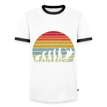 Retro Eistanzen Evolution Design - Männer Kontrast-T-Shirt - Weiß/Schwarz - Vorne - AI Model Female 172 light (172cm) & AI Model Male 178 dark (178cm)