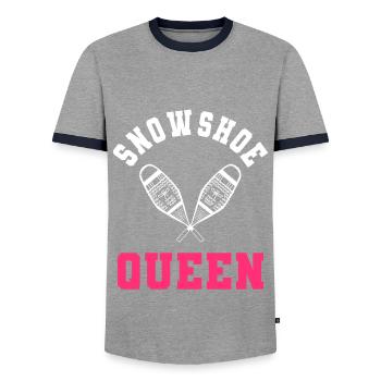 Snowshoeing Queen Snowshoeing - Men's Ringer Shirt - grey/navy  - Front - AI Model Female 172 light (172cm) & AI Model Male 178 light (178cm)