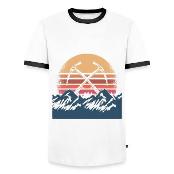 Design rétro de l’escalade sur glace - T-shirt contrasté Homme - blanc/noir - Devant - AI Model Female 172 light (172cm) & AI Model Male 178 dark (178cm)