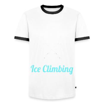 Funny ice climbing saying - Men's Ringer Shirt - white/black - Front - AI Model Female 172 light (172cm) & AI Model Male 178 dark (178cm)