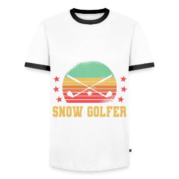 Funny Snow Golf Gift - Men's Ringer Shirt - white/black - Front - AI Model Female 172 light (172cm) & AI Model Male 178 dark (178cm)