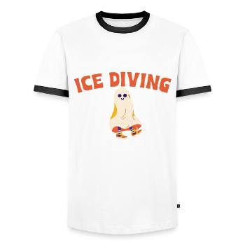 Eistauchen Boo Crew Halloween - Männer Kontrast-T-Shirt - Weiß/Schwarz - Vorne - AI Model Female 172 light (172cm) & AI Model Male 178 dark (178cm)