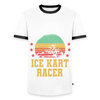 Drôle de cadeau de coureur de karting sur glace - T-shirt contrasté Homme - blanc/noir - Devant - AI Model Female 172 light (172cm) & AI Model Male 178 dark (178cm)