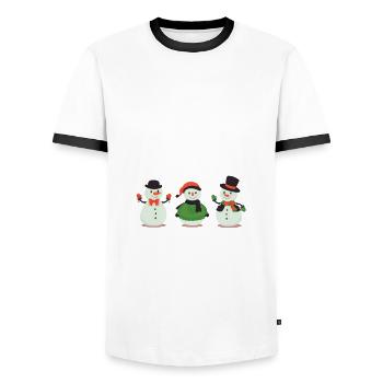 Chillin with my Snowmies snowman - Men's Ringer Shirt - white/black - Front - AI Model Female 172 light (172cm) & AI Model Male 178 dark (178cm)