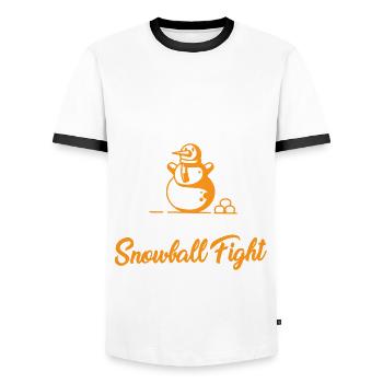 Retro Snowman Silhouette Holiday Decoration - Men's Ringer Shirt - white/black - Front - AI Model Female 172 light (172cm) & AI Model Male 178 dark (178cm)