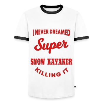 Snow Kayaking Driving Snow Kayaking - Men's Ringer Shirt - white/black - Front - AI Model Female 172 light (172cm) & AI Model Male 178 dark (178cm)